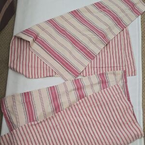 Pottery Barn Red and Cream Striped Fabric 2 Pillow Shams